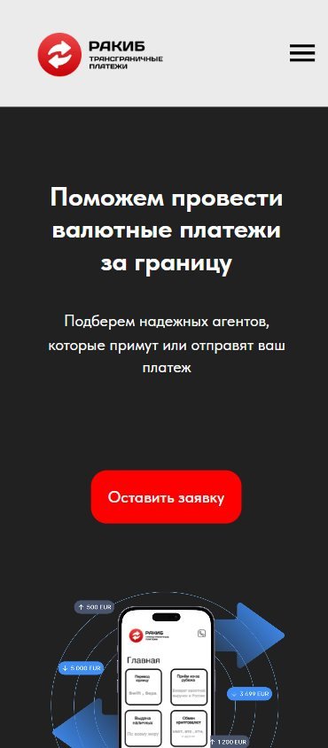 Mobile version of the MoneyPort page